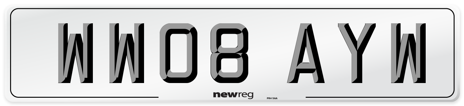 WW08 AYW Number Plate from New Reg